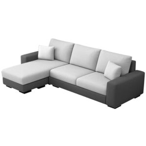Thawas 5 Seater Fabric LHS L Shape Sofa Set (Light Grey-Dark Grey)