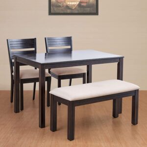 Thawas 4-Seater Dining Set with Two Chairs and One Bench – Brown