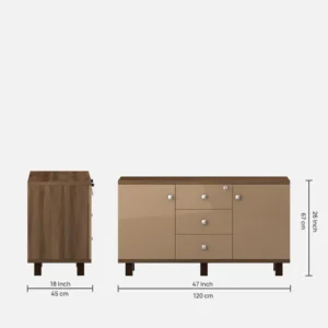 Thawas Cabinet and Sideboard in Walnut Bronze and Cappuccino Finish