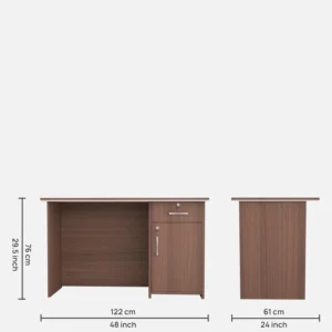 Thawas Ninja Workstation In Acacia Finish With File Cabinate And Drawers