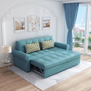 Thawas 3 Seater Sofa Cum Bed With Sky Blue Shades