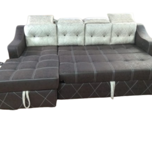 Thawas 3 Seater + Louncher Sofa Cum Bed With Dark Grey Color